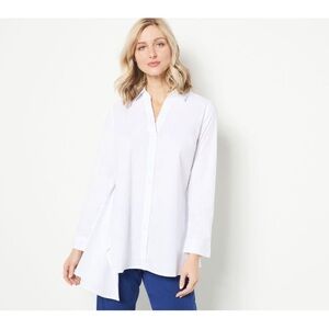 Truth & Style Asymmetrical Hem Poplin Shirt